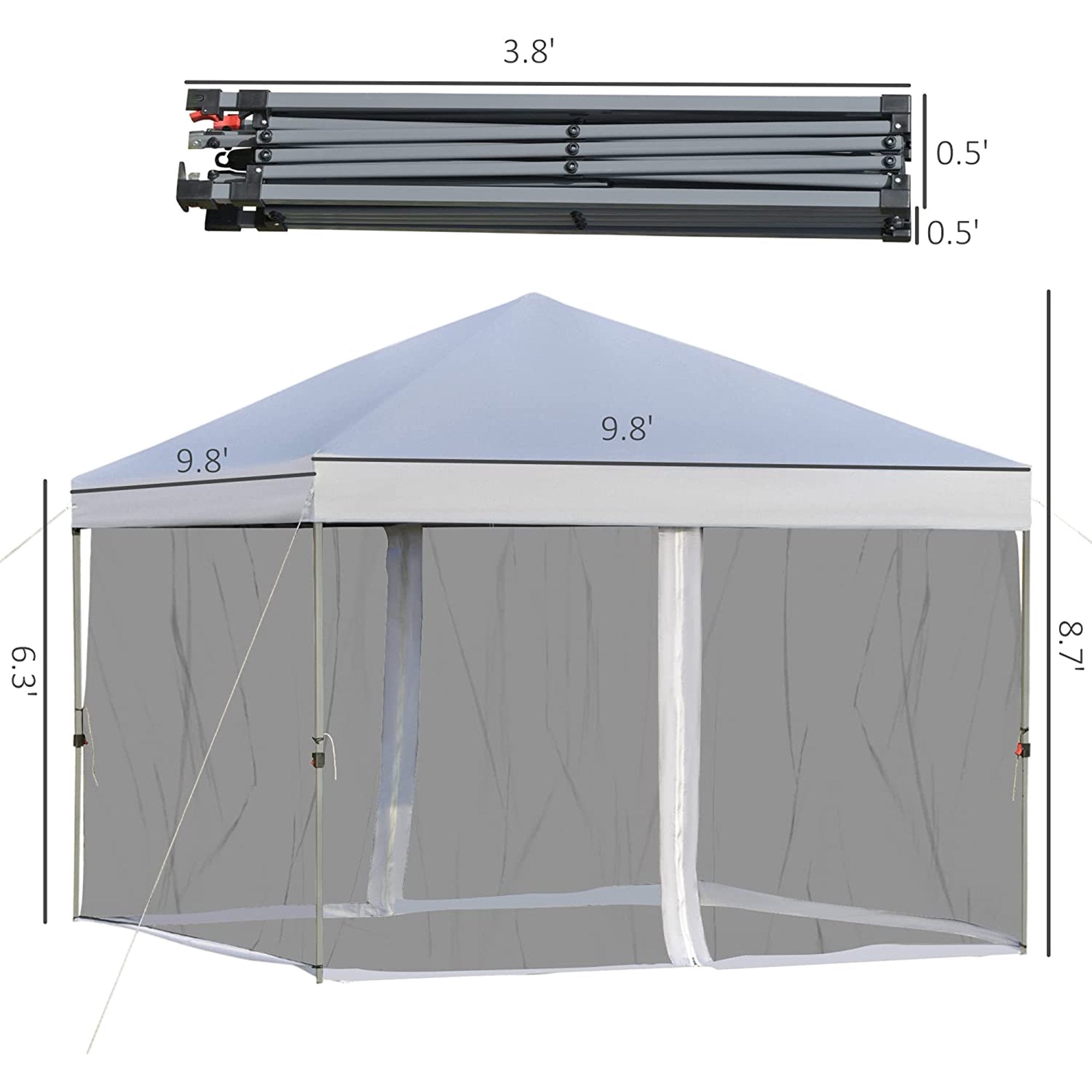 SUGIFT 10 ft. x 10 ft. White Gazebo Pop Up Canopy with Mesh Curtains