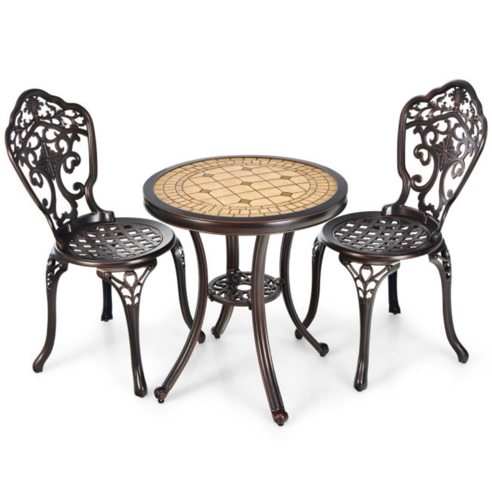3-Piece Outdoor All-Weather Cast Aluminum Patio Bistro Set