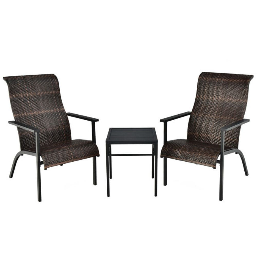 Brown 3-Piece Outdoor Rattan Bistro Set