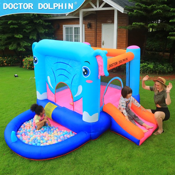 SUGIFT Inflatable Castle Kids Blue Elephant Bounce House Inflatable Bouncing Castle Jumping