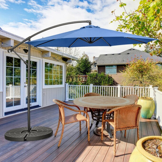 SUGIFT 10 Feet Offset Umbrella with 9 Ribs Cantilever and Cross Base,Blue
