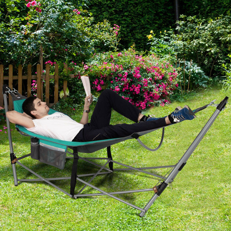 SUGIFT Portable Folding Hammock with Hammock Stand Turquoise