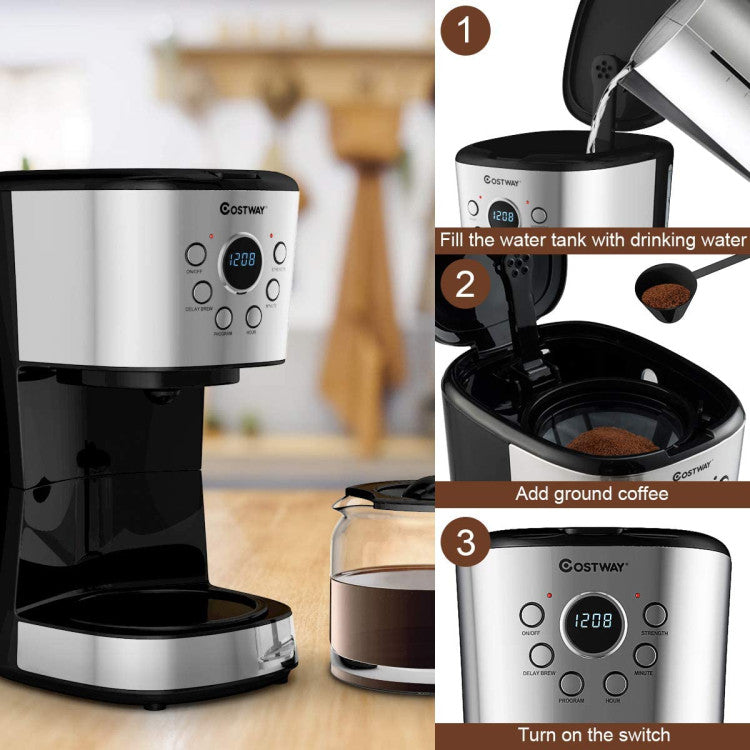 SUGIFT 12-cup LCD Display Programmable Coffee Maker Brew Machine