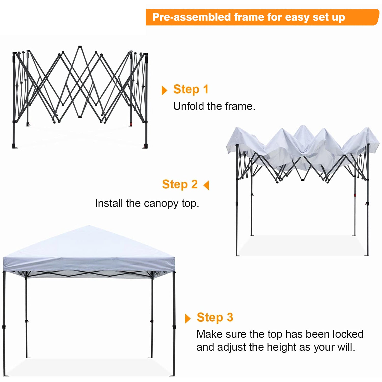 SUGIFT 10 ft. x 10 ft. White Instant Canopy Pop Up Tent with Carry Bag