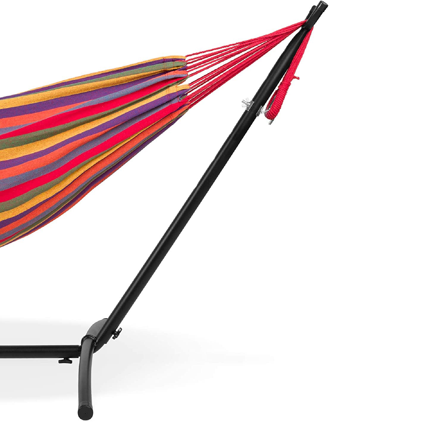 SUGIFT 2-Person Portable Brazilian-Style Cotton Double Hammock with Stand Set with Storage Bag