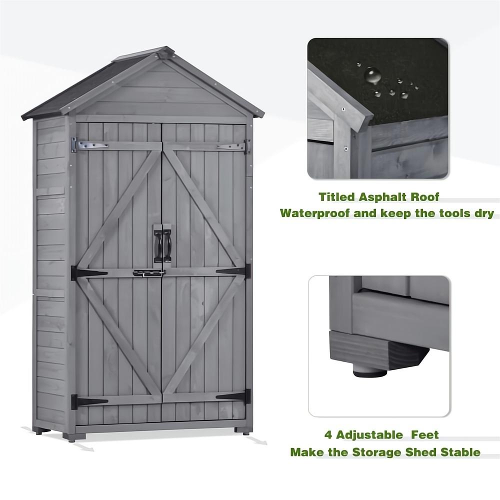 35.4 in. L x 22.4 in. W x 69.3 in. H Outdoor Wood Lean-To Storage Shed With Waterproof Asphalt Roof (5.5 sq. ft.)