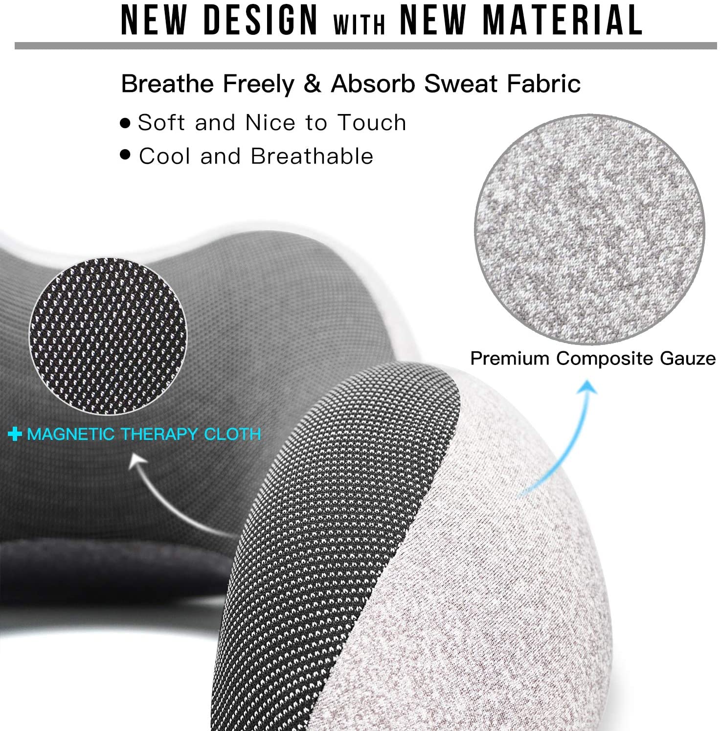 SUGIFT Travel Pillow 100% Pure Memory Foam Neck Pillow, Comfortable & Breathable Cover, Machine Washable, Airplane Travel Kit with 3D Contoured Eye Masks, Earplugs, and Luxury Bag, Standard (Grey)
