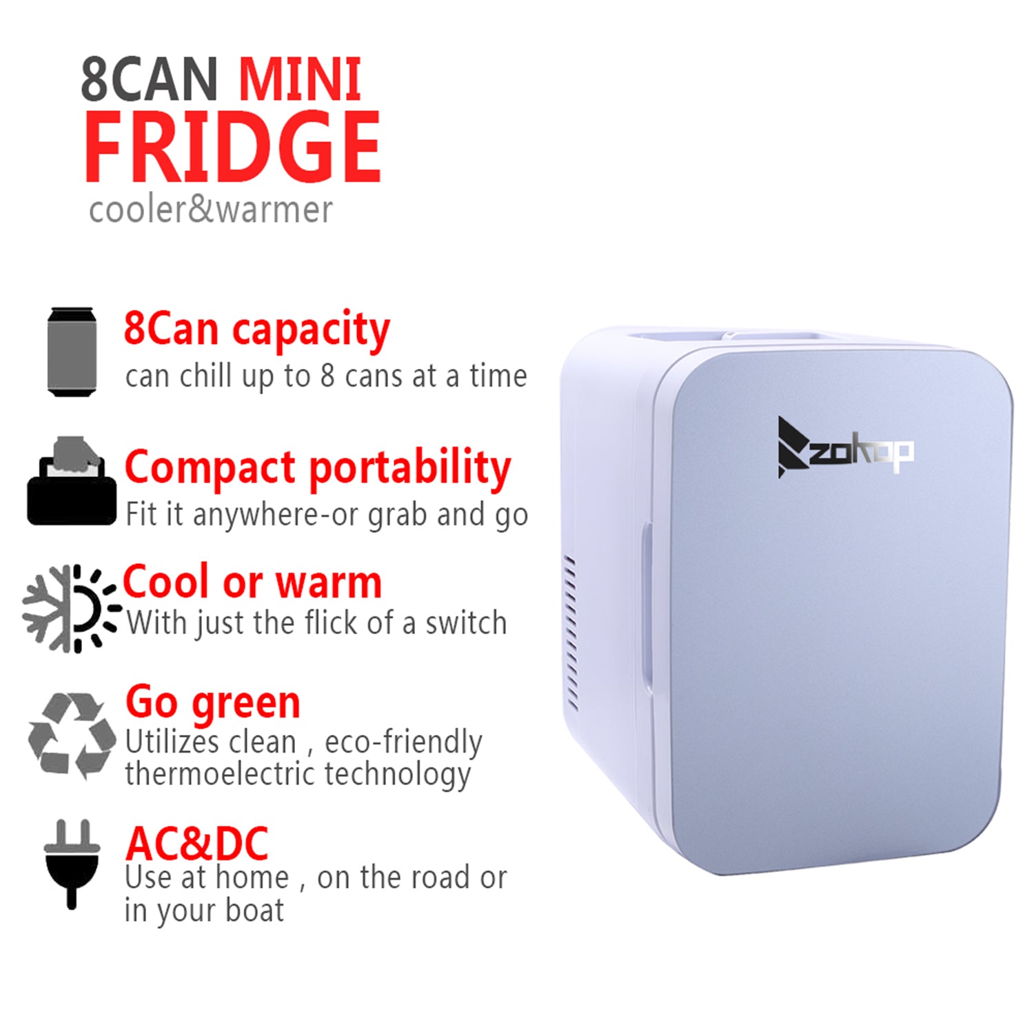 SUGIFT 6L Portable Refrigerator Car Mini Electric Freezer, Gray