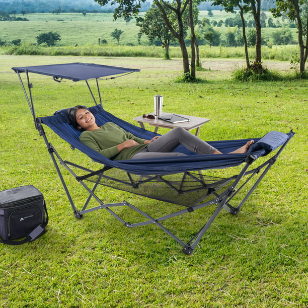 SUGIFT Hammock with Canopy, 32in W x 72in L (Without Canopy), Blue