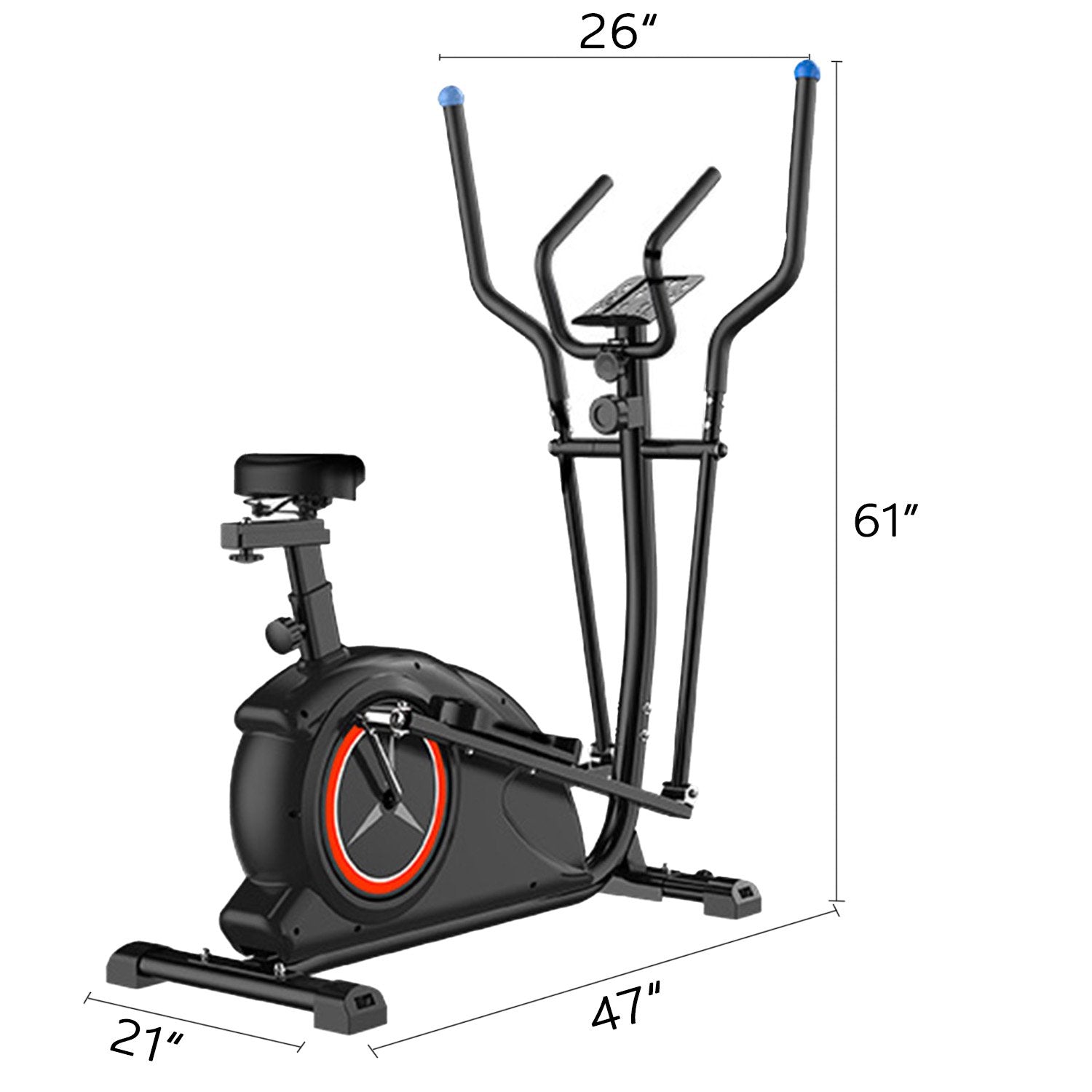 SKONYON Magnetic Elliptical Bike With seat Device Holder LCD Monitor for Home Cardio Workout