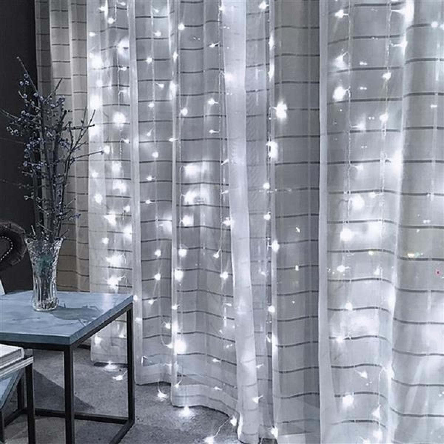 SUGIFT 3M x 3M 300-LED White Light Romantic Christmas Wedding Outdoor Decoration Curtain String Light