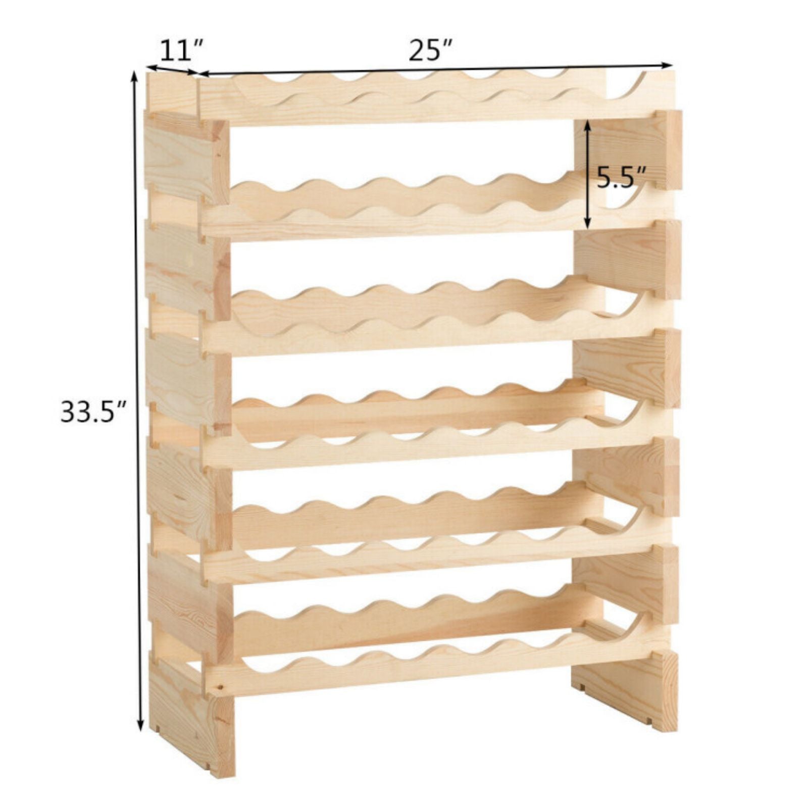 SUGIFT 36 Bottles Stackable Wooden Wobble-Free Modular Wine Rack