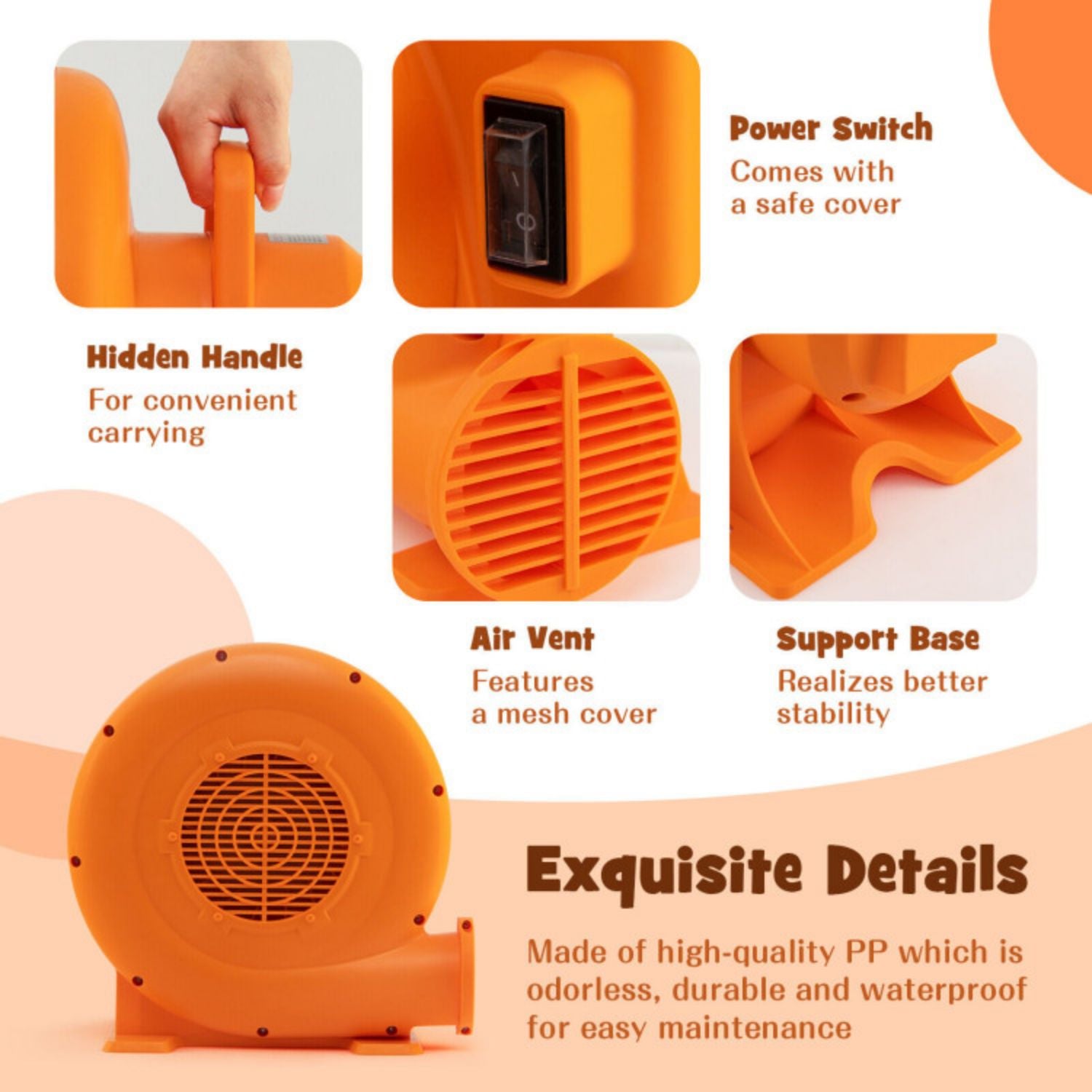 SUGIFT 0.5HP/0.7HP/1.0HP Air Blower for Inflatables with 25 feet Wire and GFCI Plug-1.0HP