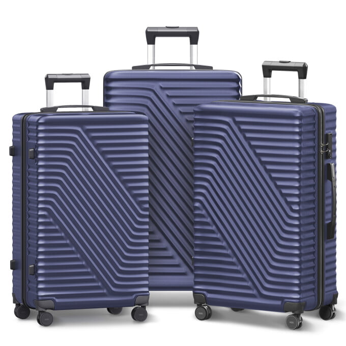 SUGIFT 3 Pcs Suitcase Luggage Set with TSA Lock, 20/24/28 inch, Blue