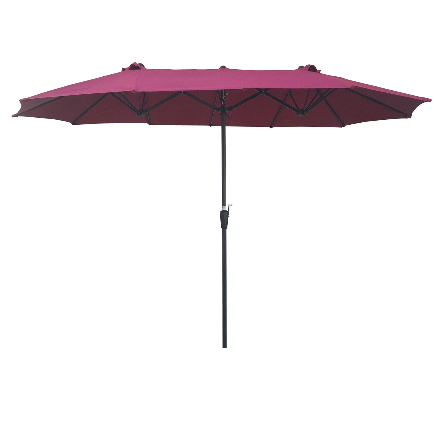 SUGIFT 15Ft Double-Sided Outdoor Patio Market Umbrella with Crank in Burgundy