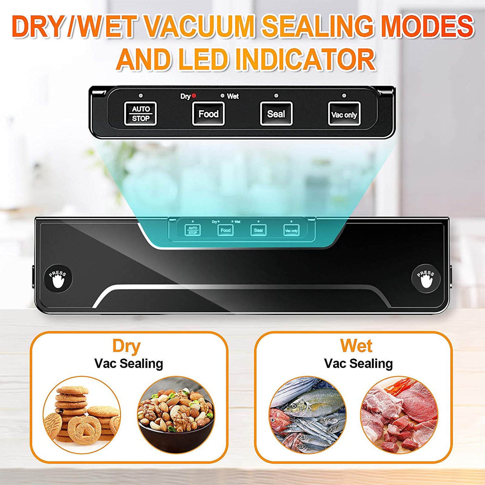 SUGIFT Vacuum Sealer Machine with Suction Hose and 15 Vacuum Bags Included