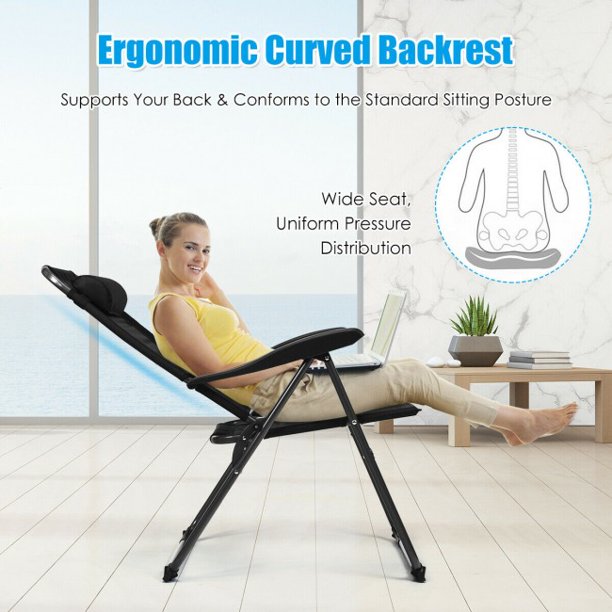 2 Pieces Adjustable Folding Recliner Chairs with 7 Level Adjustable Backrest For Indoor Outdoor Patio Garden