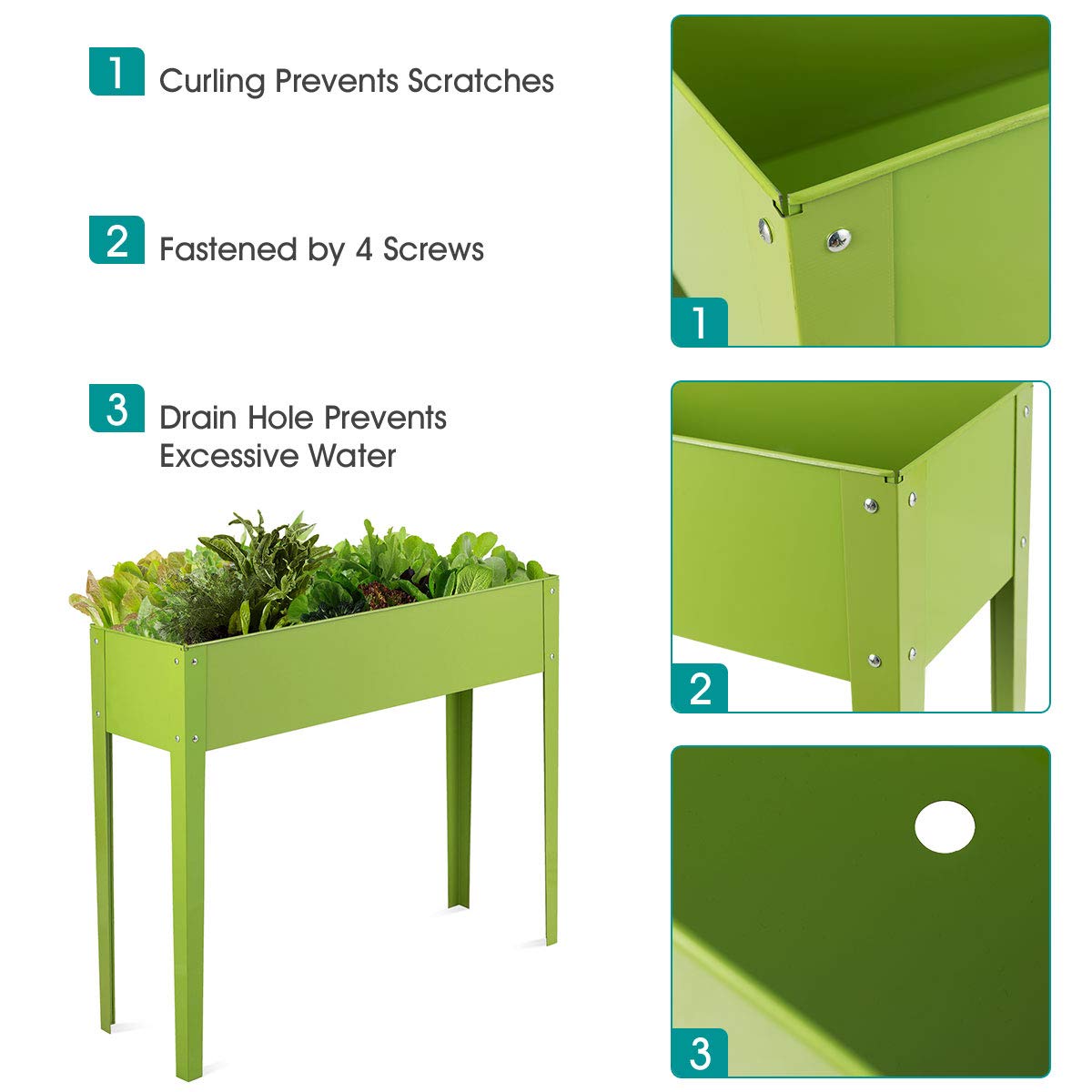 40 in. L x 13 in. W x 31.5 in. H Outdoor Elevated Garden Bed Raised Planter