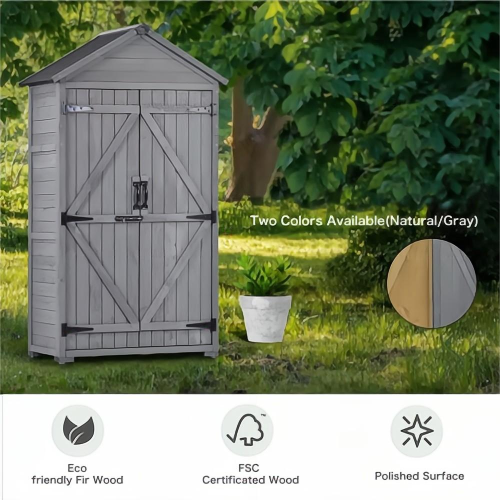 35.4 in. L x 22.4 in. W x 69.3 in. H Outdoor Wood Lean-To Storage Shed With Waterproof Asphalt Roof (5.5 sq. ft.)