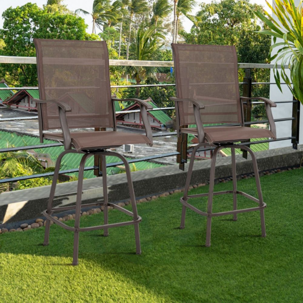 2-Piece Metal 360¡ã Rotation Swivel Outdoor Bar Stool Set