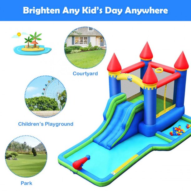 SUGIFT Kids Inflatable Bounce House Water Slide without Blower