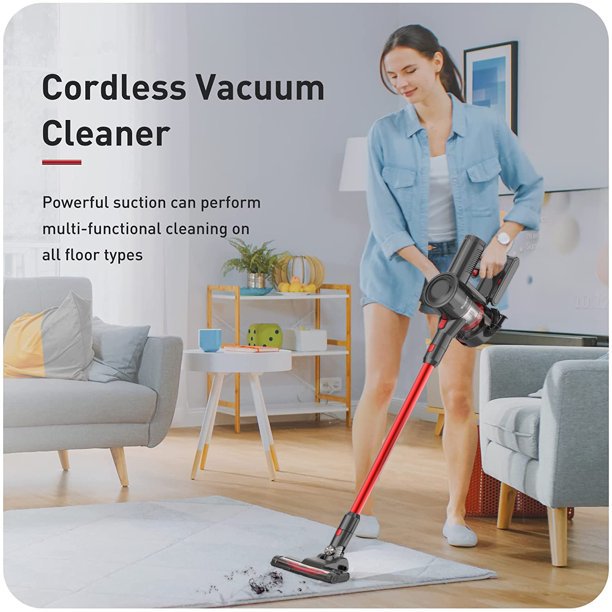 SUGIFT Vacuum Cleaner, Vacuum 4-in-1 Lightweight Stick Vacuum Cleaner, Wine Red