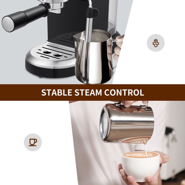 SUGIFT 20 Bar Espresso Machine , 1350W High Performance, 1.4 Ldetachable transparent water tank, Thermo block beating system,With safety valve