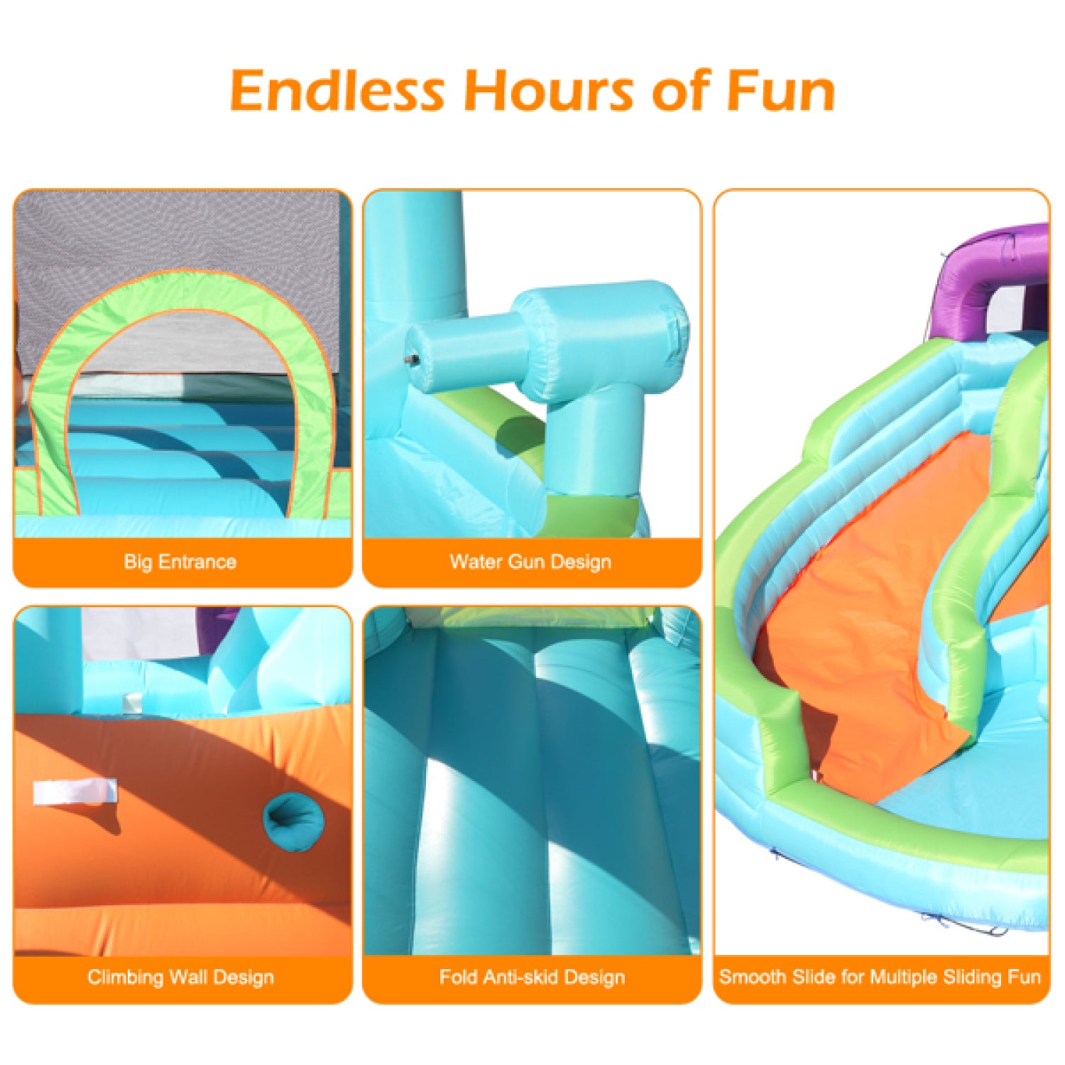 SUGIFT Bounce House, Slide Bouncer with Pool Area ,Climbing Wall, Large Jumping Area