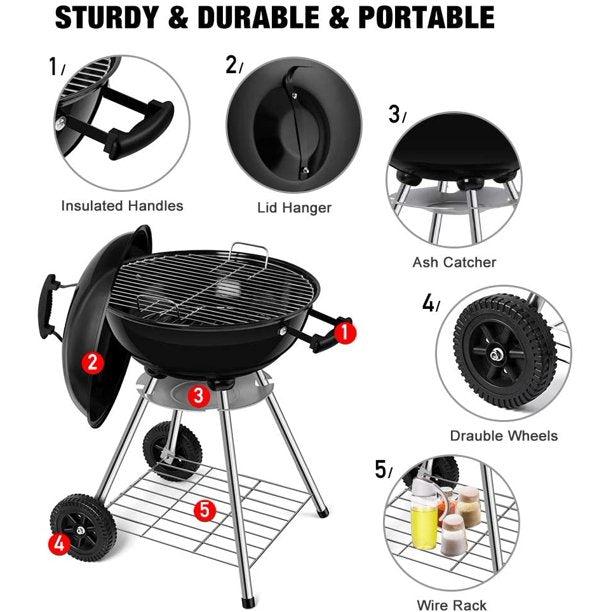 Portable Charcoal Grill for Outdoor 18 in Barbecue Grill BBQ Outdoor