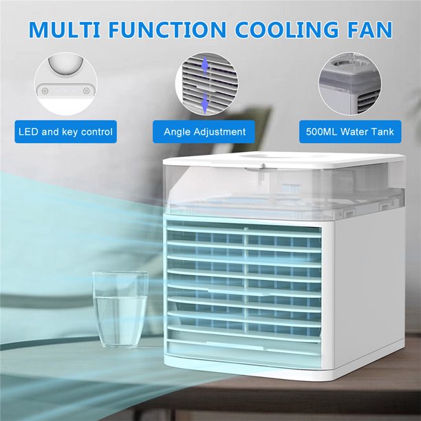 SUGIFT Mini Mobile Air Conditioner 3 in 1 USB Portable Air Cooler 7 Color Fan 3 Speed Evaporative Humidifier for Office Bedroom