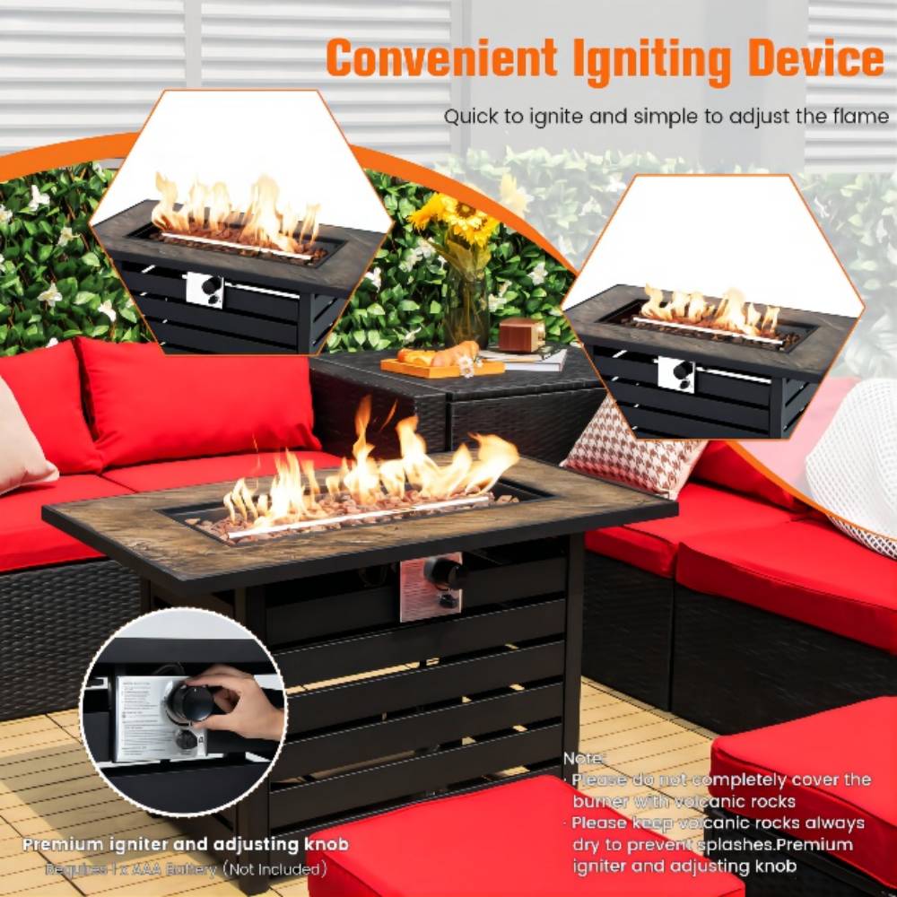 42 in. x 25 in. 60,000 BTU Rectangular Propane Fire Pit Table