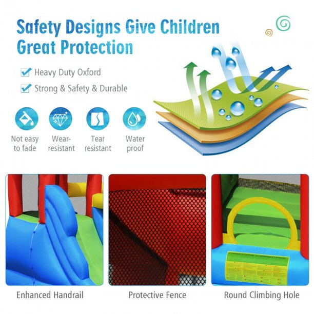 Inflatable Bounce House, Bouncer with Water Slide Splash Pool without Blower