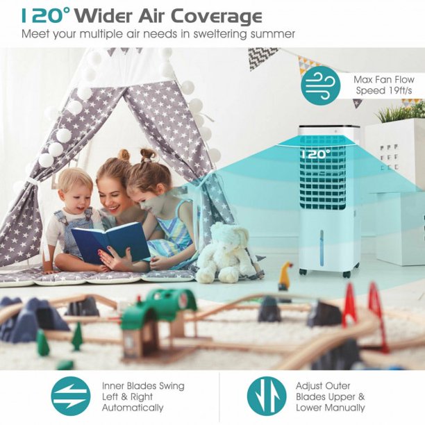 4-in-1 Evaporative Air Cooler with 12L Water Tank and 4 Ice Boxes