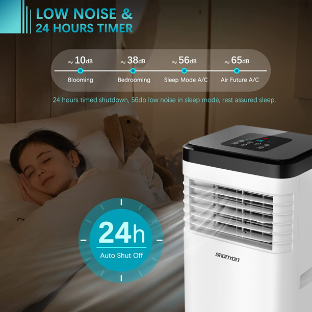 SUGIFT 8,000 BTU Portable Air Conditioner with Comfort Sense Remote and Window Kit, White, 1BR328K