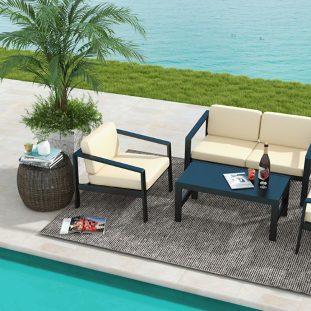 Aluminum Patio Outdoor Coffee Table in Black