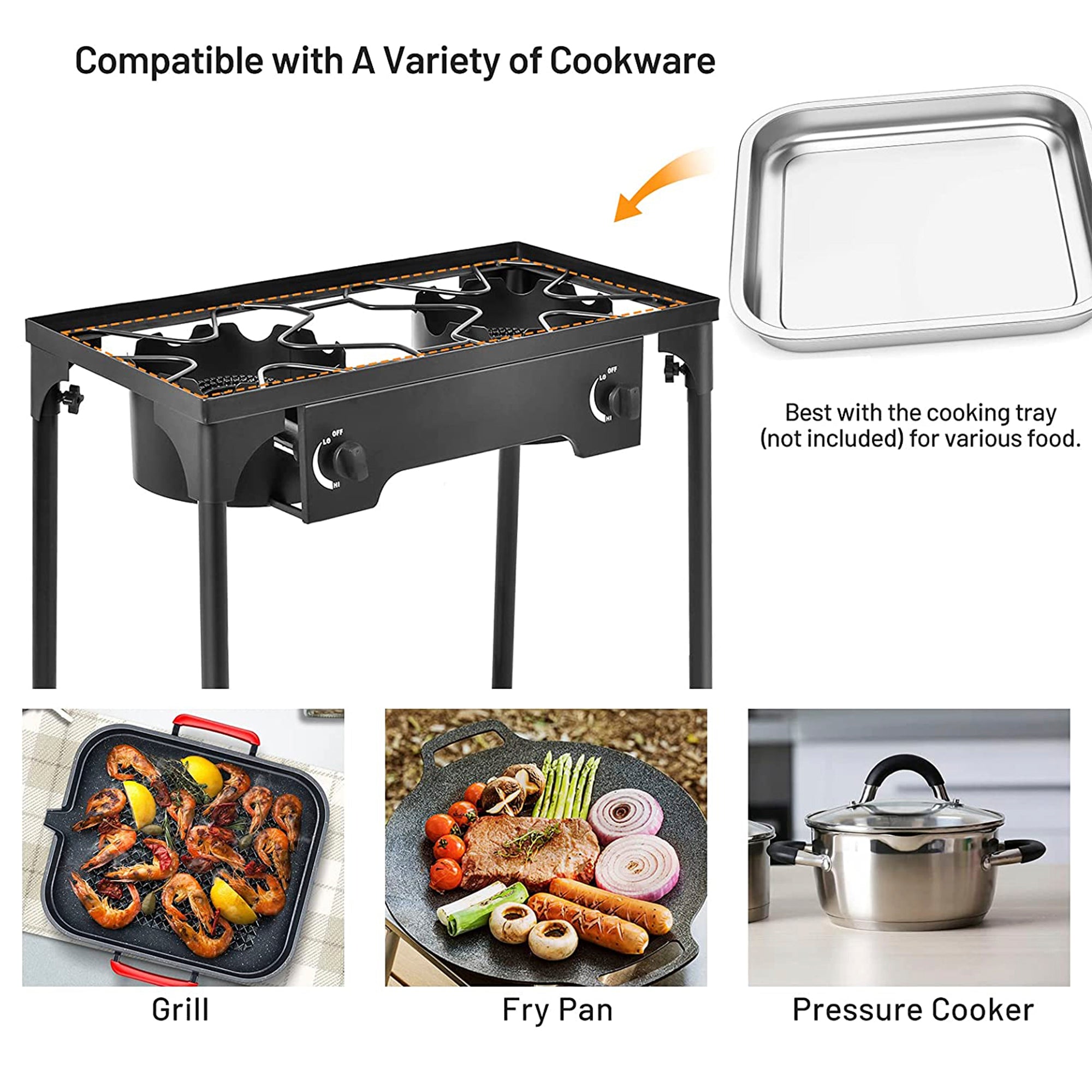 150000 BTU Double Burner Gas Propane Cooker Outdoor Stove BBQ Grill