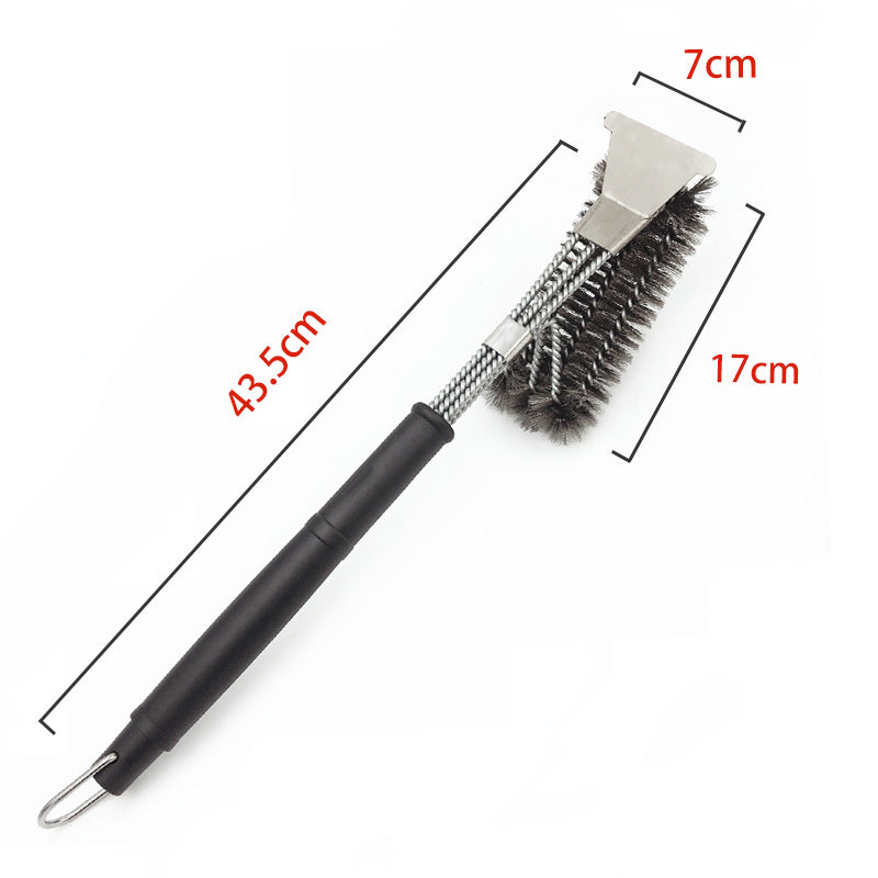 Grill Brush and Scraper - Extra Strong BBQ Cleaner Accessories - Safe Wire Bristles 18" Stainless Steel Barbecue Triple Scrubber Cleaning Brush,Wizard Tool