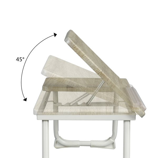SUGIFT Foldable Laptop Pc Lap Desk/ Support Table/Mobile Portable Folding Desk, Oak+Wood+MDF