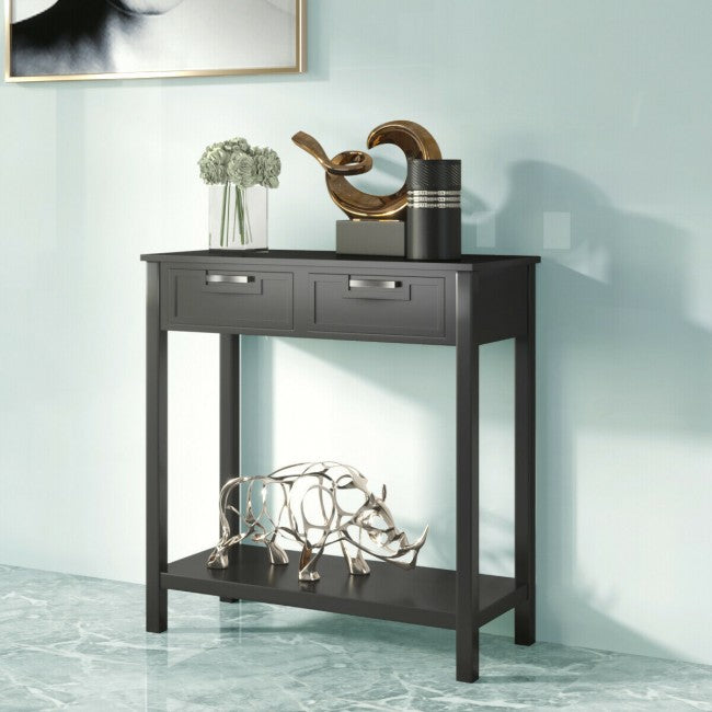SUGIFT Entryway Storage Shelf with 2 Drawers Accent Console,Black