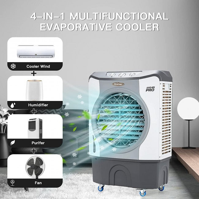 SUGIFT 4-in-1 Portable Industrial Evaporative Cooler with 45L Tank£¬Air Cooling Fan,Gray