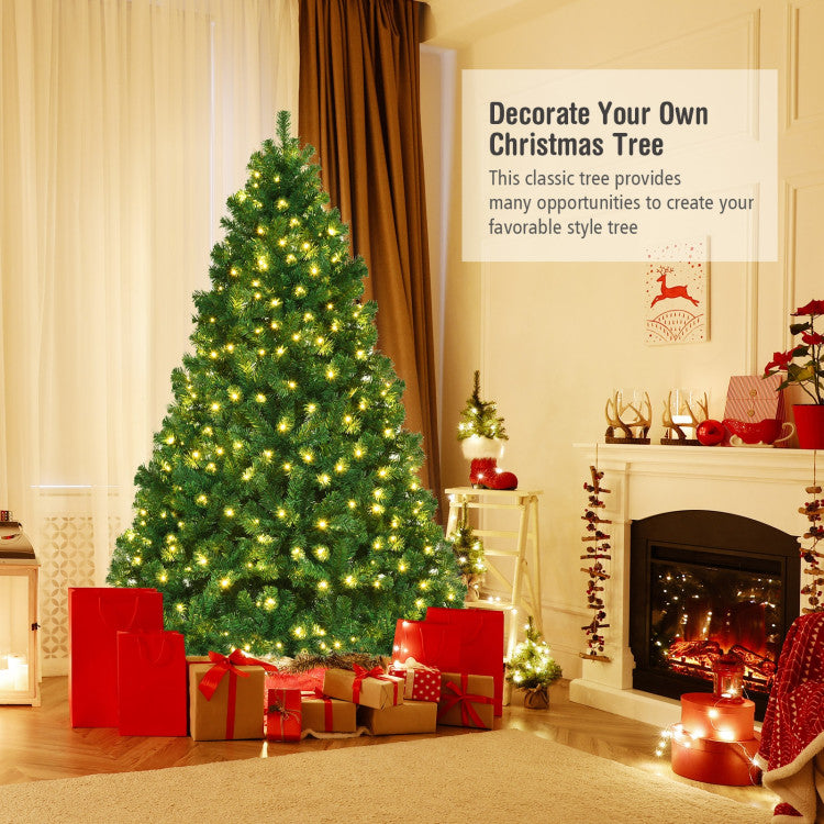 8 Feet Pre lit Artificial Natural Christmas Tree with LED Lights