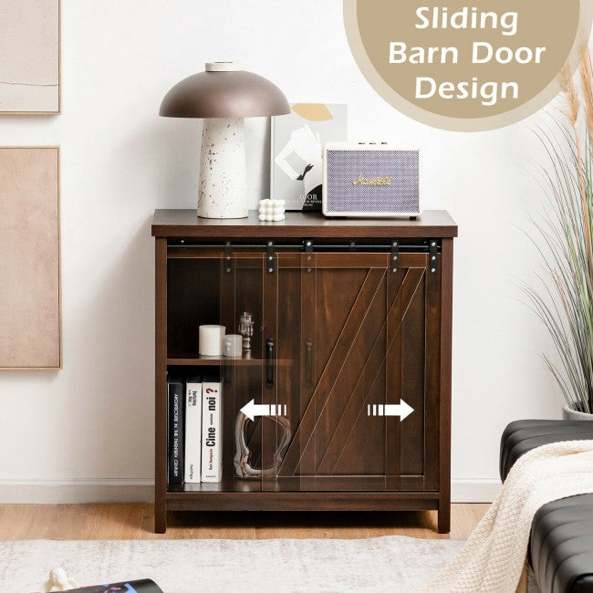 SUGIFT Freestanding Kitchen Buffet Storage Cabinet with Sliding Barn Door