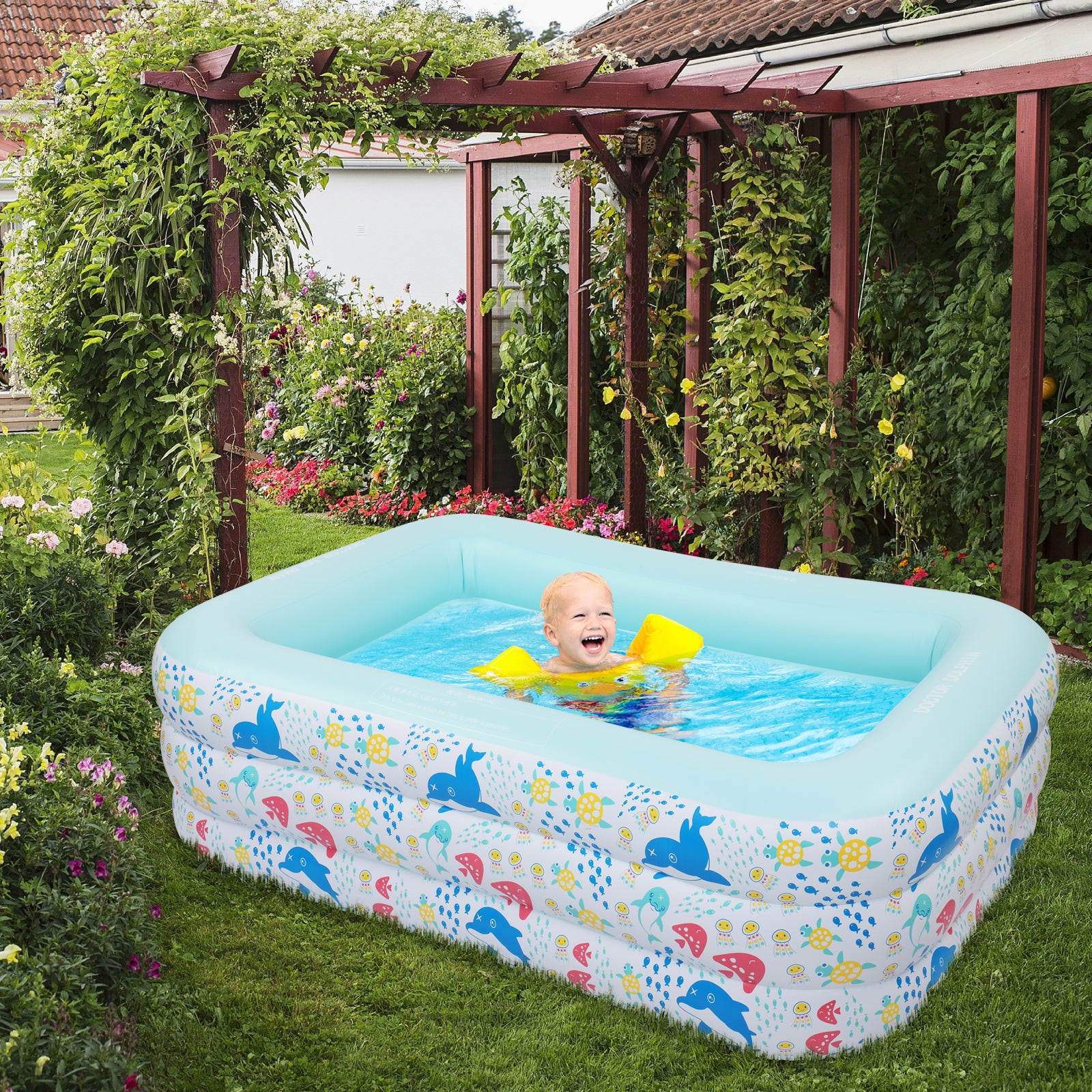 SUGIFT Inflatable Swimming Pool for Kids Ground Pools 82.7 in  X 55 in  X 23.6 in  Blue