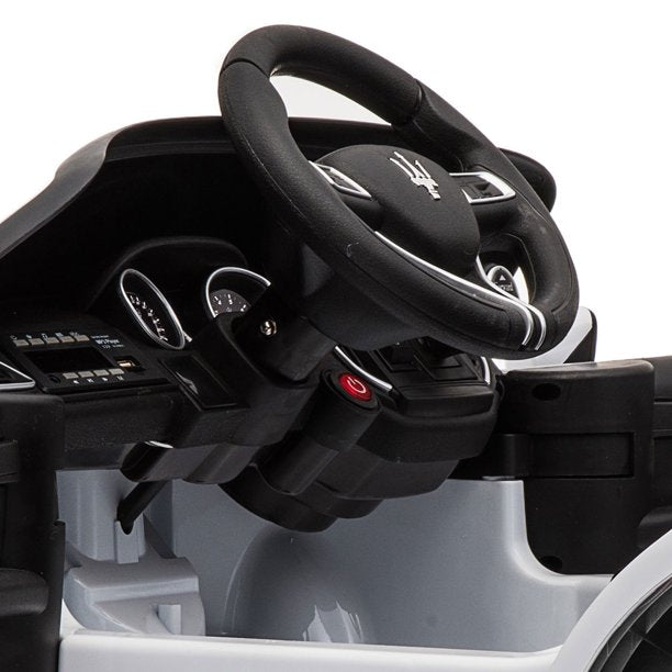 SUGIFT 12V Kids Ride On Car, Electric Vehicle with Remote Control, MP3, USB, Music, Horn, LED Lights, Openable Doors, White