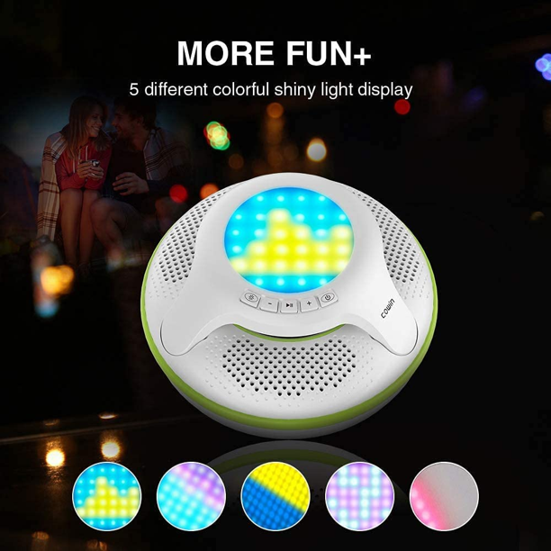 SKONYON Waterproof Bluetooth Speaker, Portable Wireless Speaker with LED Light