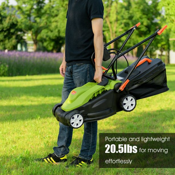 SUGIFT 14-Inch 12 Amp Lawn Mower with Folding Handle Electric Push Lawn Mower