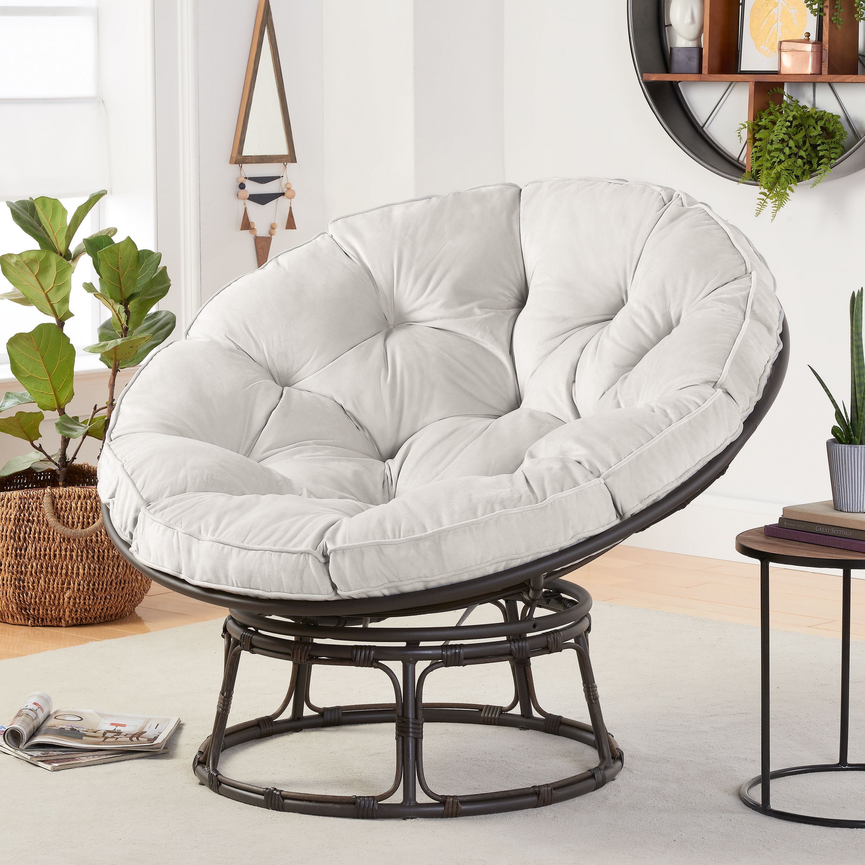 SUGIFT & Gardens Papasan Chair with Fabric Cushion, Pumice Gray