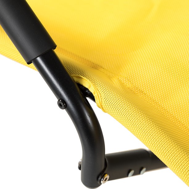SUGIFT Foldable Lounger Outdoor Patio 61 inch Long Folding Reclining Single Chaise Yellow