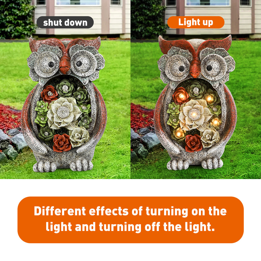 SUGIFT Garden Owl Statue, Solar Resin Animal Sculpture