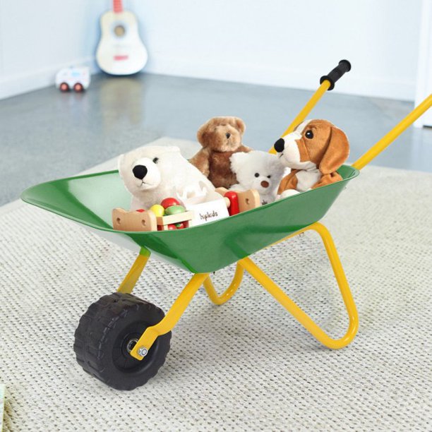 SUGIFT Kids Wheelbarrow Outdoor Garden Backyard Play Toy Kids Metal Wheelbarrow